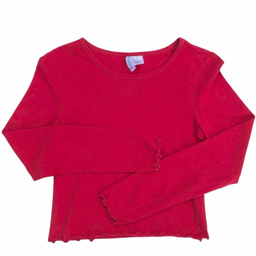 H&M Red Cropped Long Sleeve